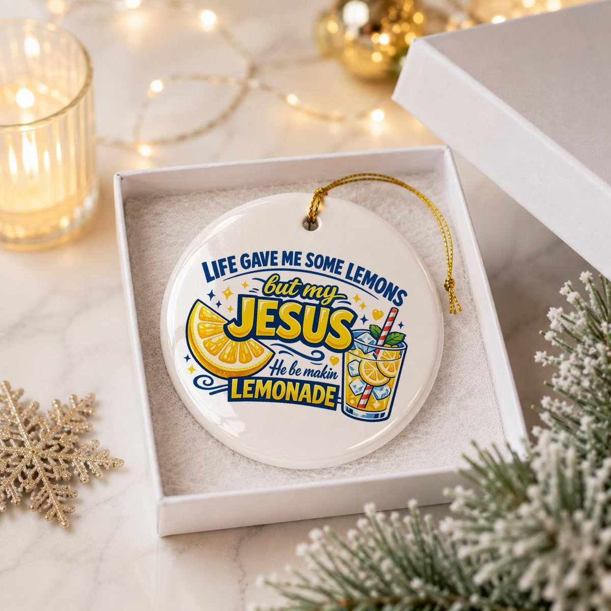 Inspirational Jesus Citrus Ceramic Ornament Gift Box