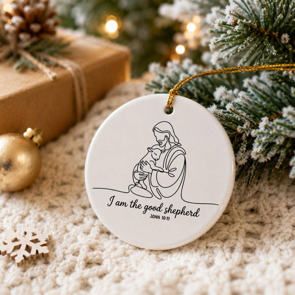 I Am the Good Shepherd John 10:11 Ceramic Christmas Ornament