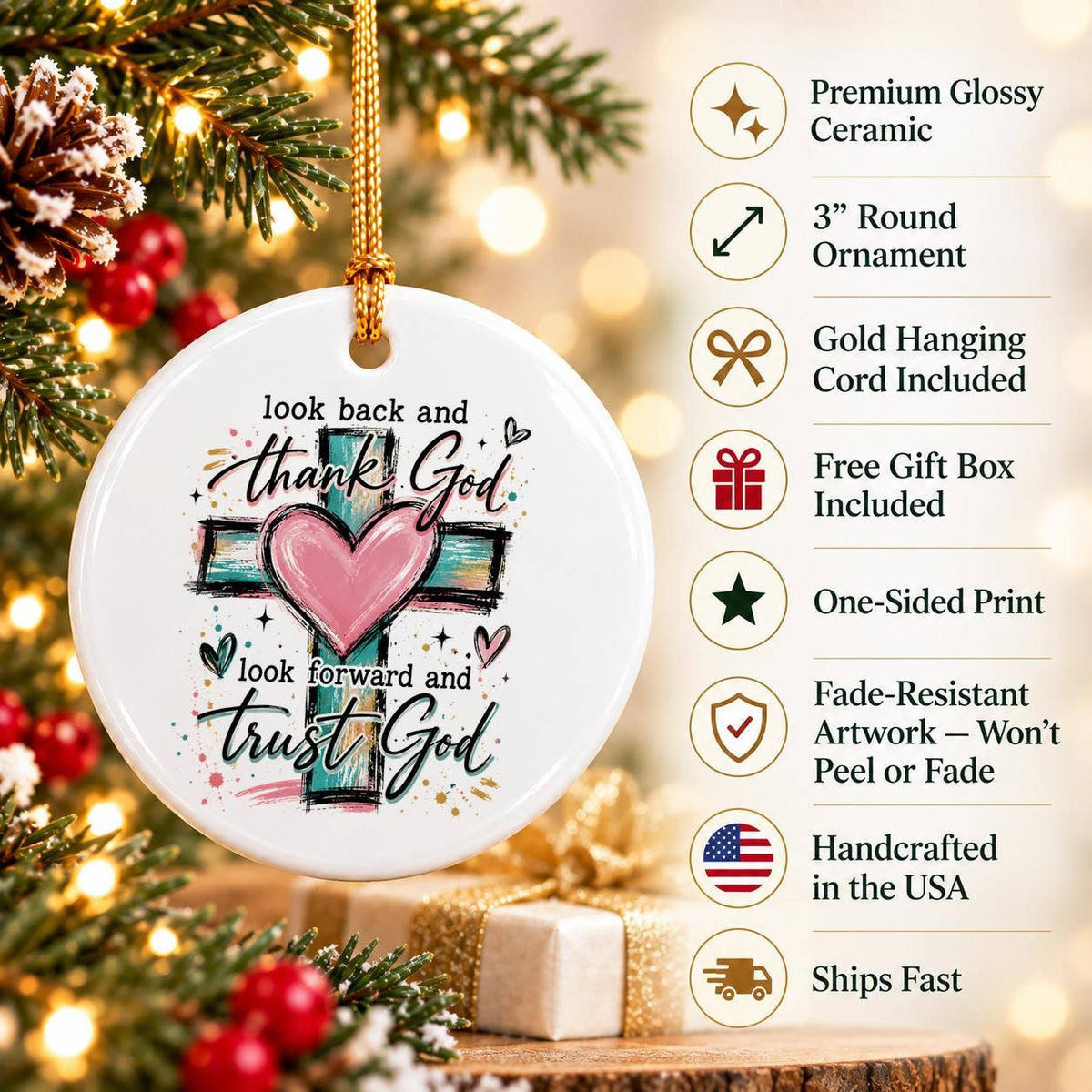 Faithful Heart Inspirational Ceramic Christmas Ornament