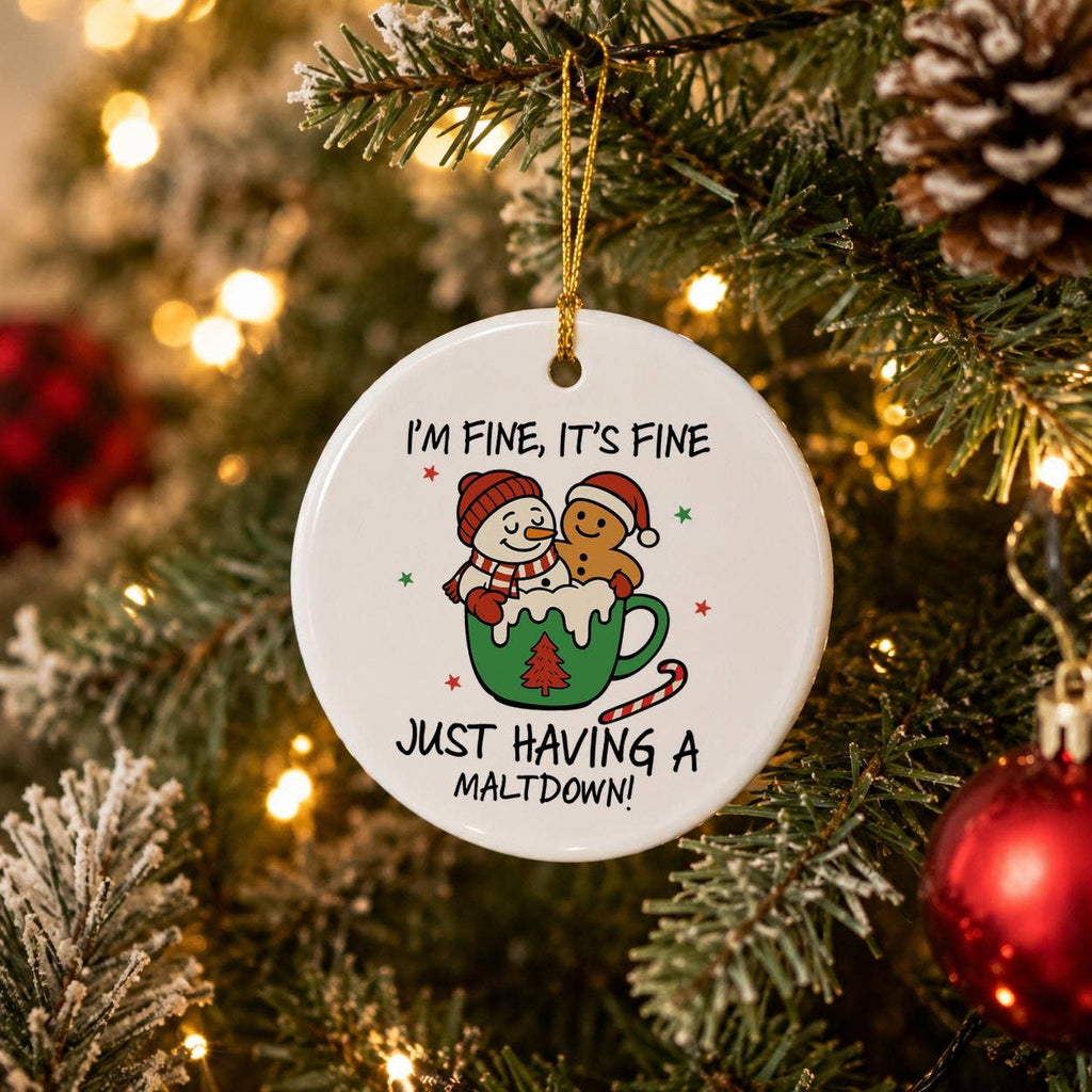 Funny Snowman Gingerbread Ceramic Christmas Ornament