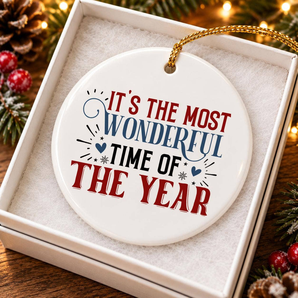Wonderful Time Ceramic Christmas Ornament Gift Boxed
