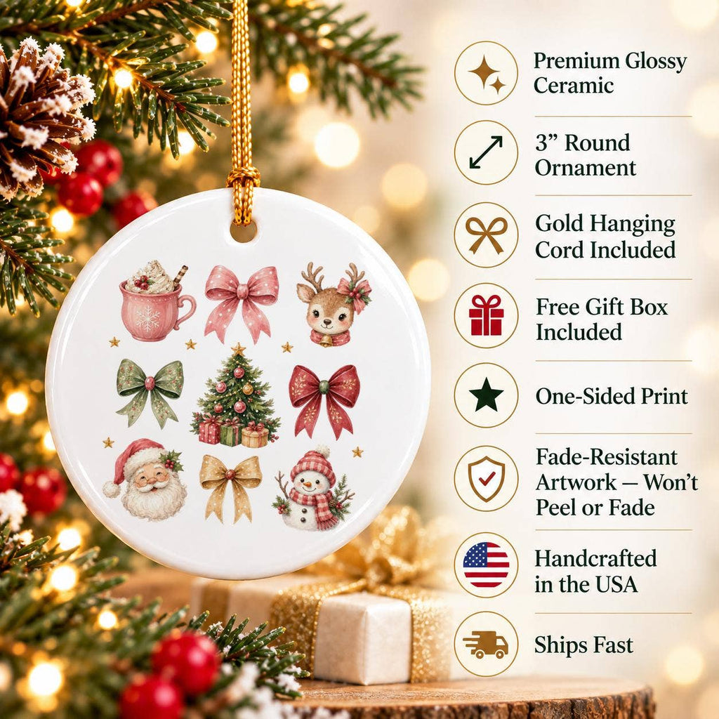 Christmas Ceramic Ornament With Santa and Reindeer