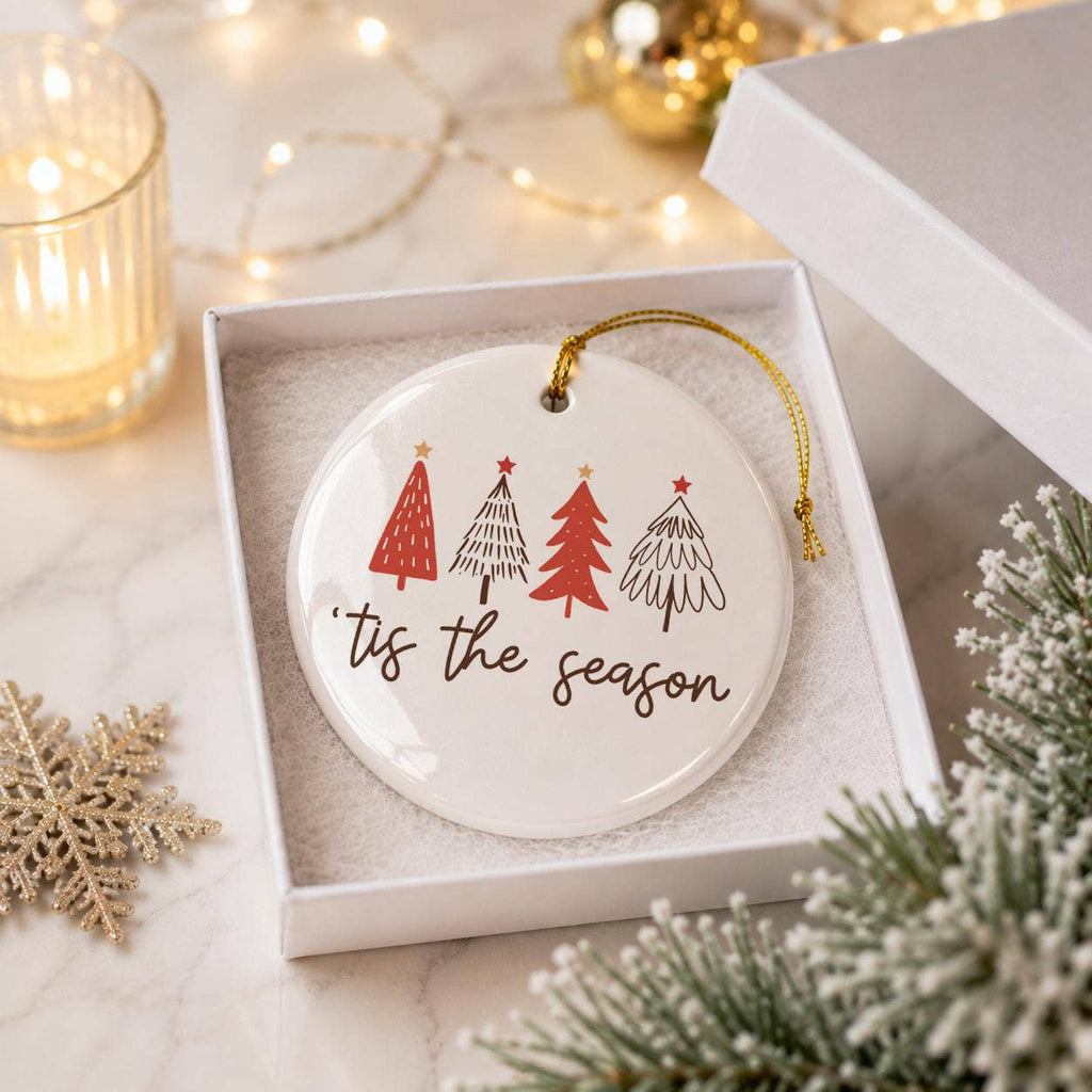 Premium Ceramic Christmas Ornament with Stylized Tree Design