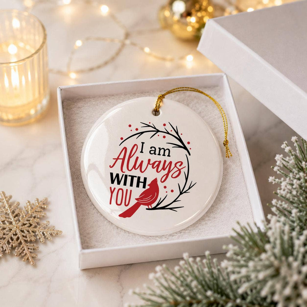 Ceramic Memorial Ornament with Cardinal and Gift Box