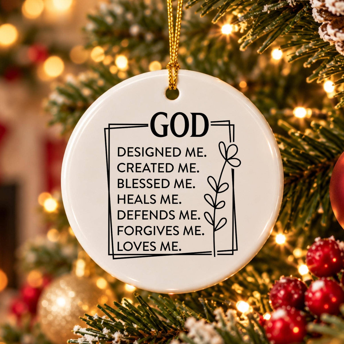 Inspirational God Faith Ceramic Christmas Ornament