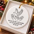 Ceramic Dove Ornament with Matthew 3:16 Bible Verse