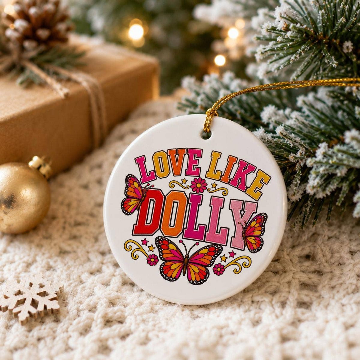 Love Like Dolly Music Lover Ceramic Ornament w/ Butterflies