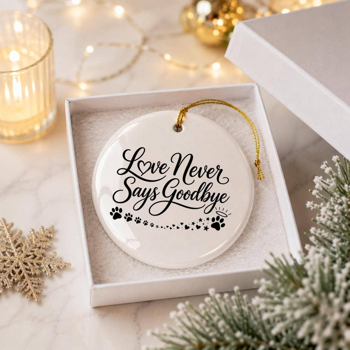 Pet Memorial Ceramic Ornament 'Love Never Says Goodbye