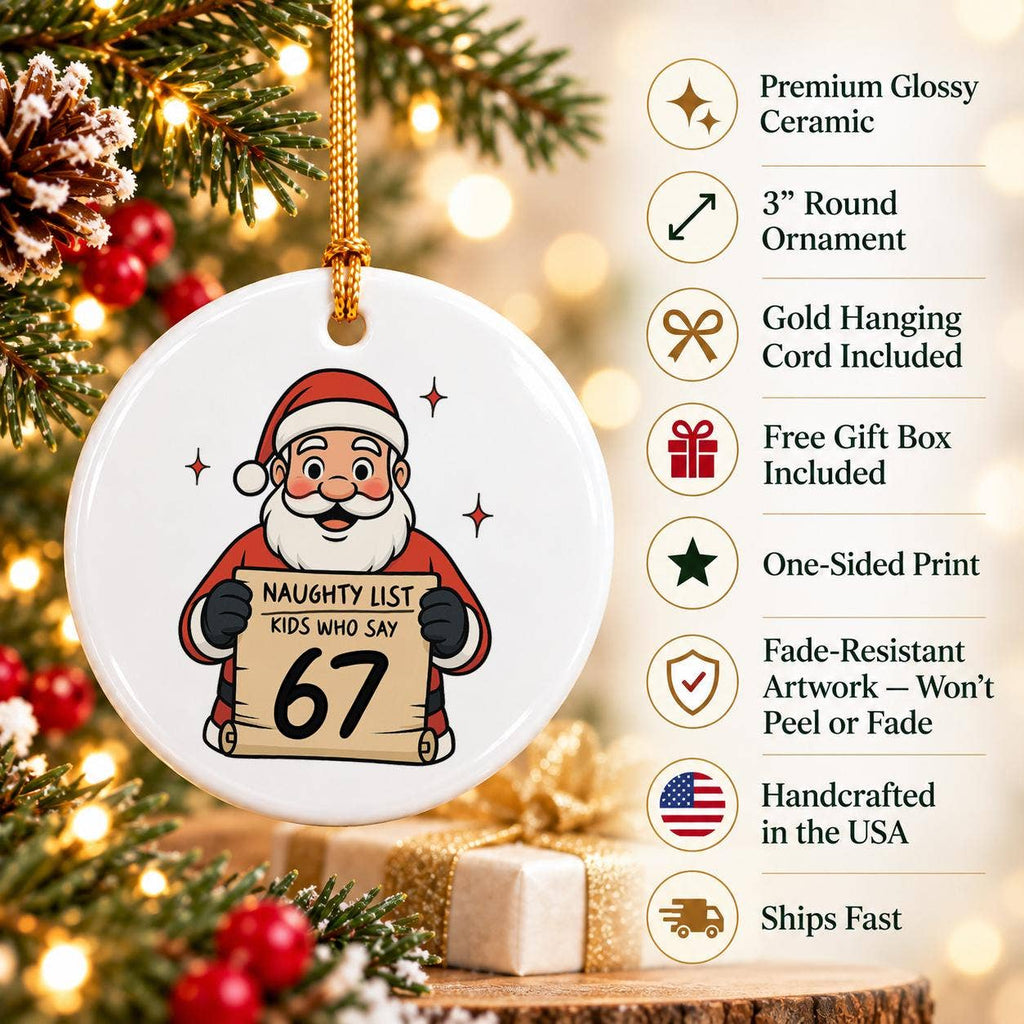 Santa Naughty List Ceramic Holiday Ornament Gift Box