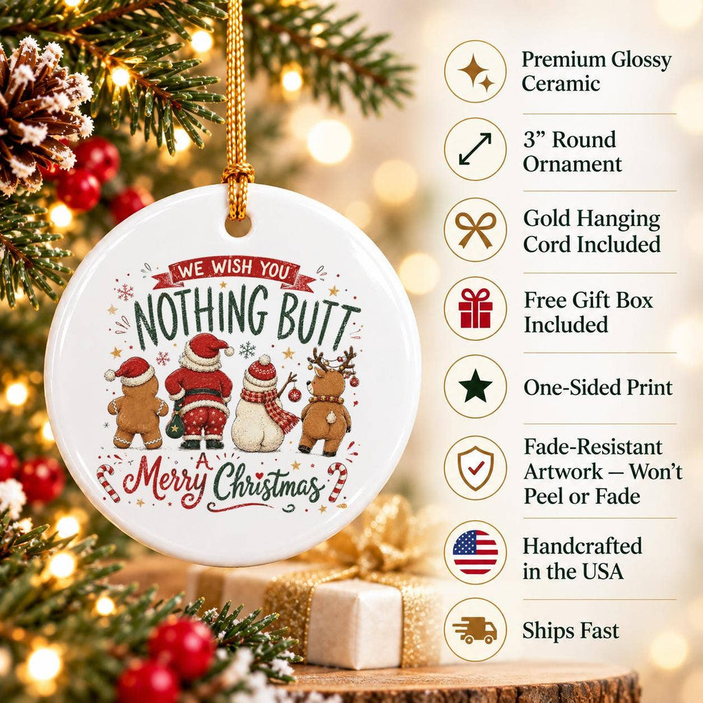 Festive Ceramic Ornament: Santa, Reindeer, Snowmen Humor