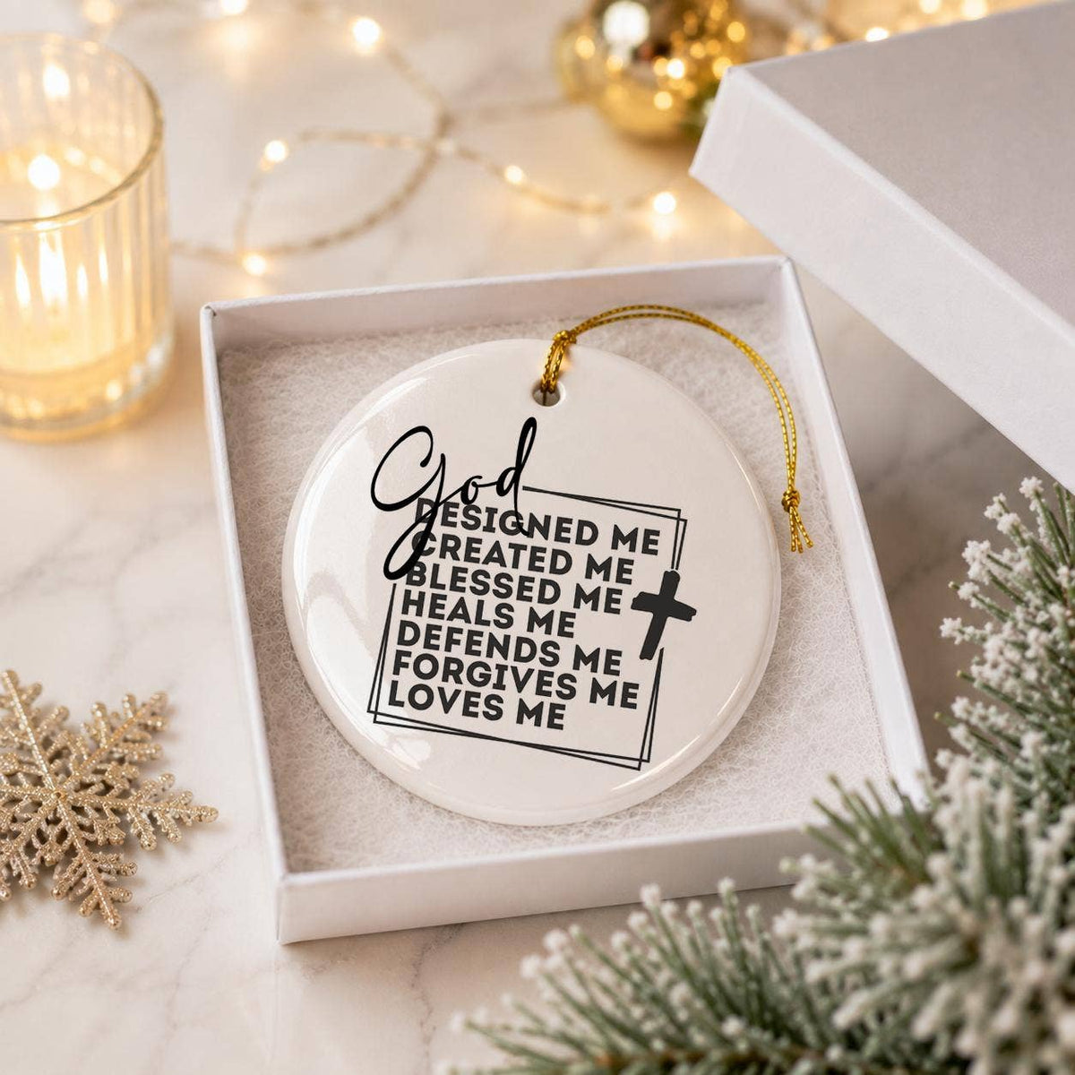 Faith & Love Ceramic Ornament: God Blesses & Guides Us