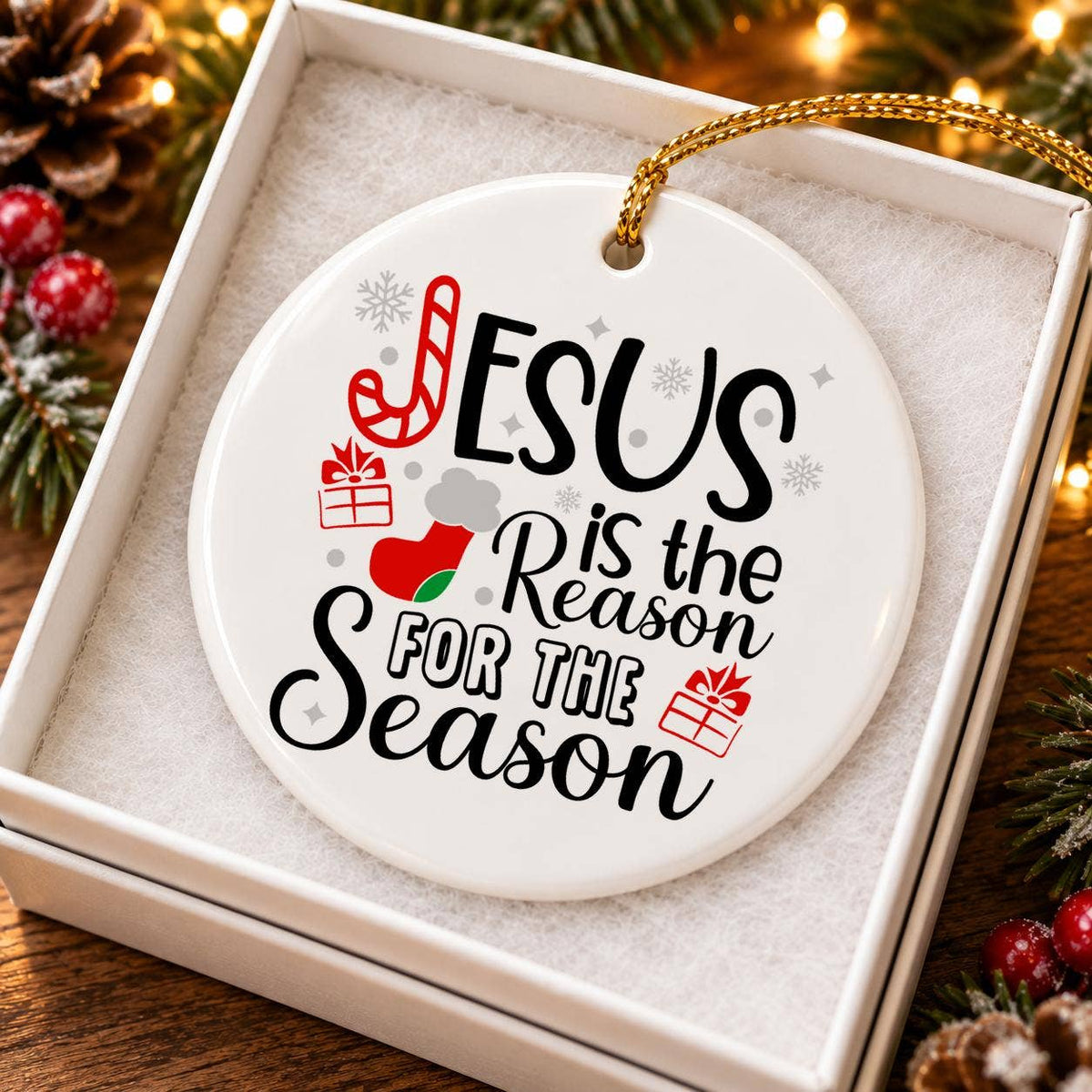 Jesus Reason Season Ceramic Christmas Ornament