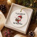 Cheerful Snowman Marshmallow Ceramic Ornament Holiday Gift