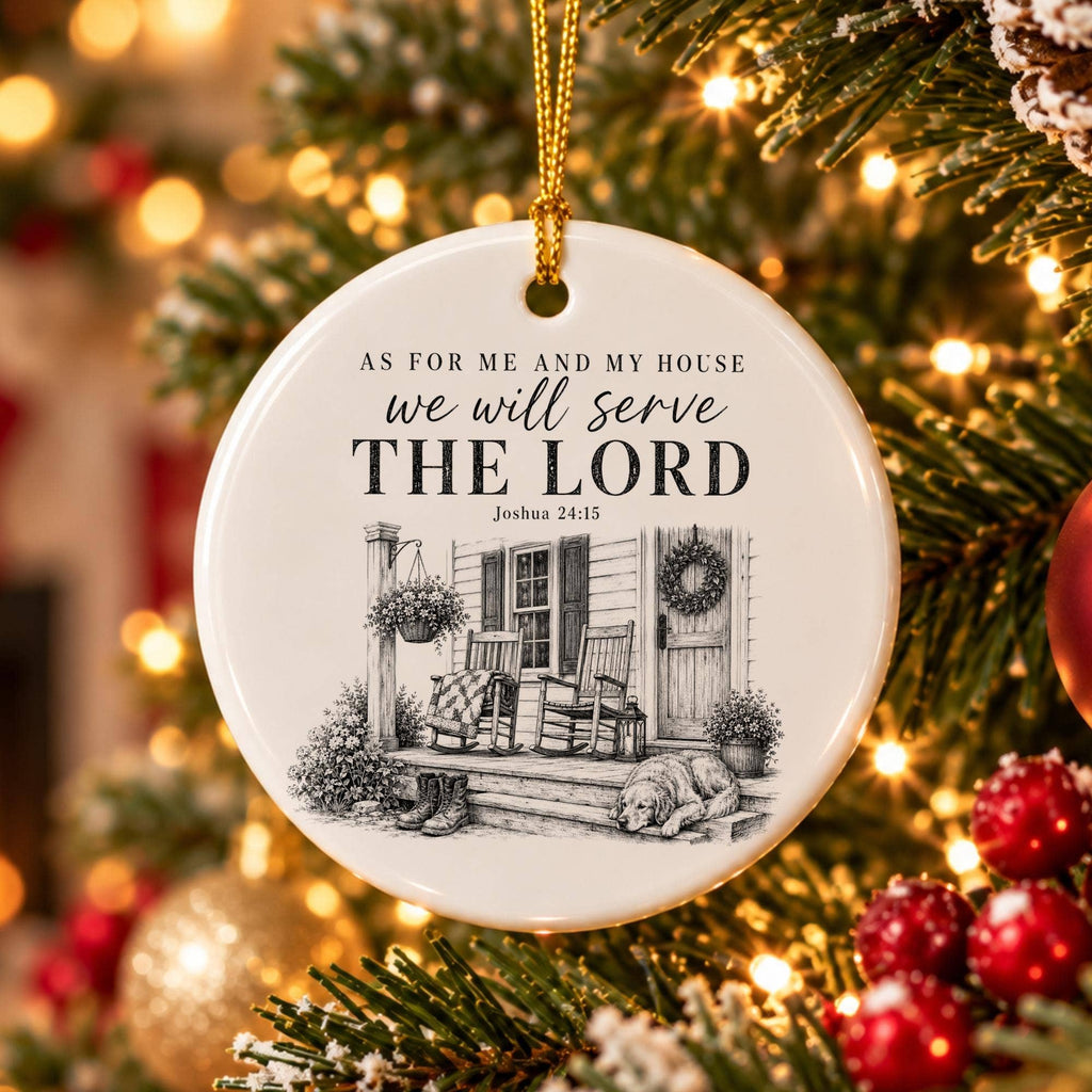 Ceramic Ornament with Joshua 24:15 Inspirational Quote
