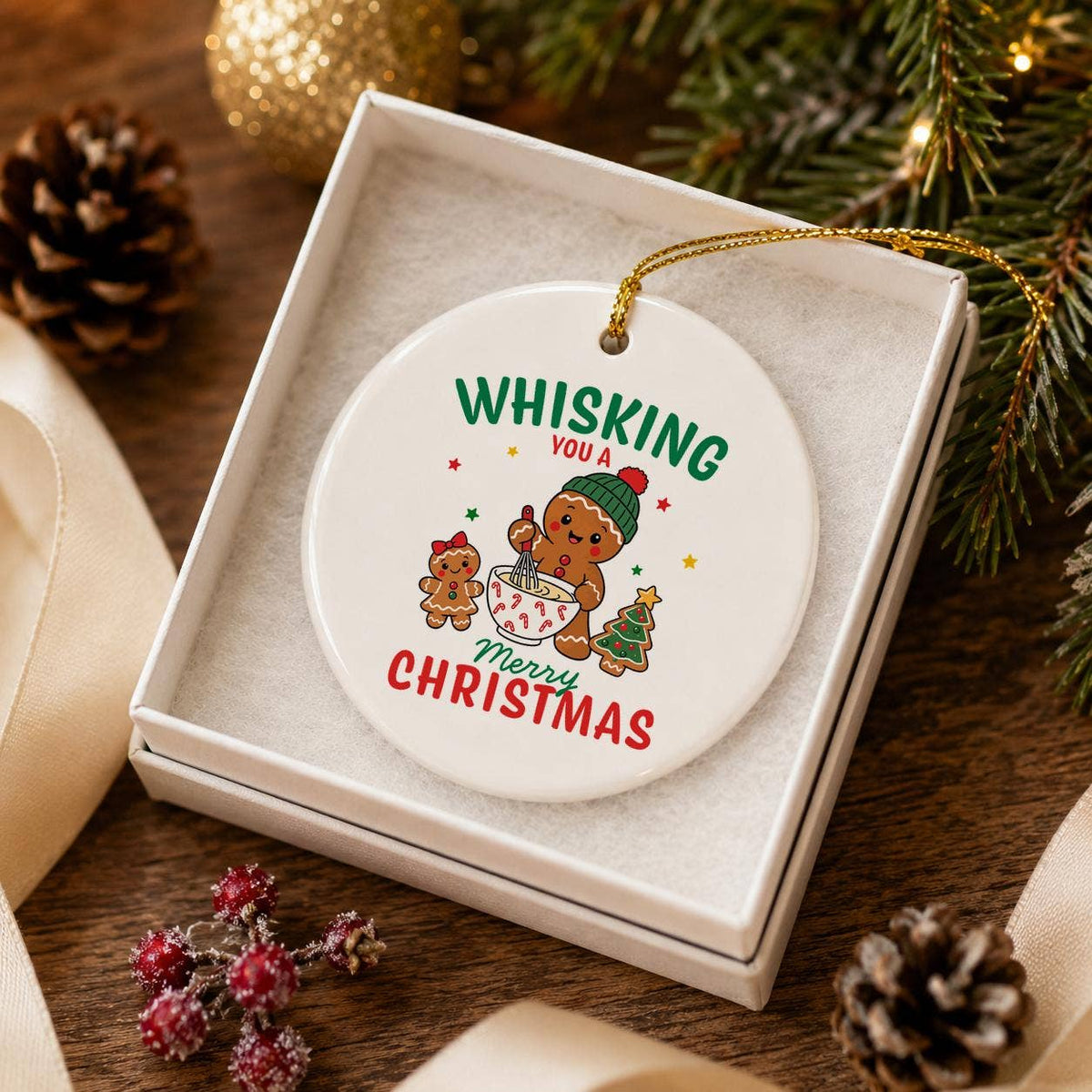 Whisking Gingerbread Christmas Ornament – Ceramic Keepsake