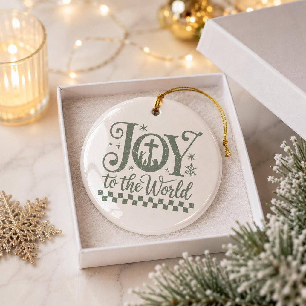 Ceramic Nativity Scene Ornament - Joy to the World Christmas