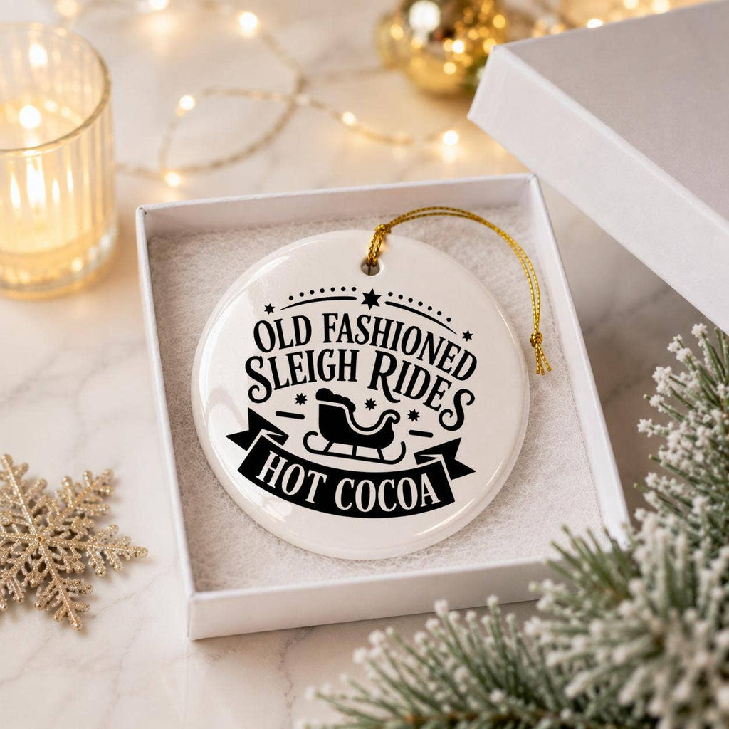 Old Fashioned Sleigh Rides Ceramic Christmas Ornament