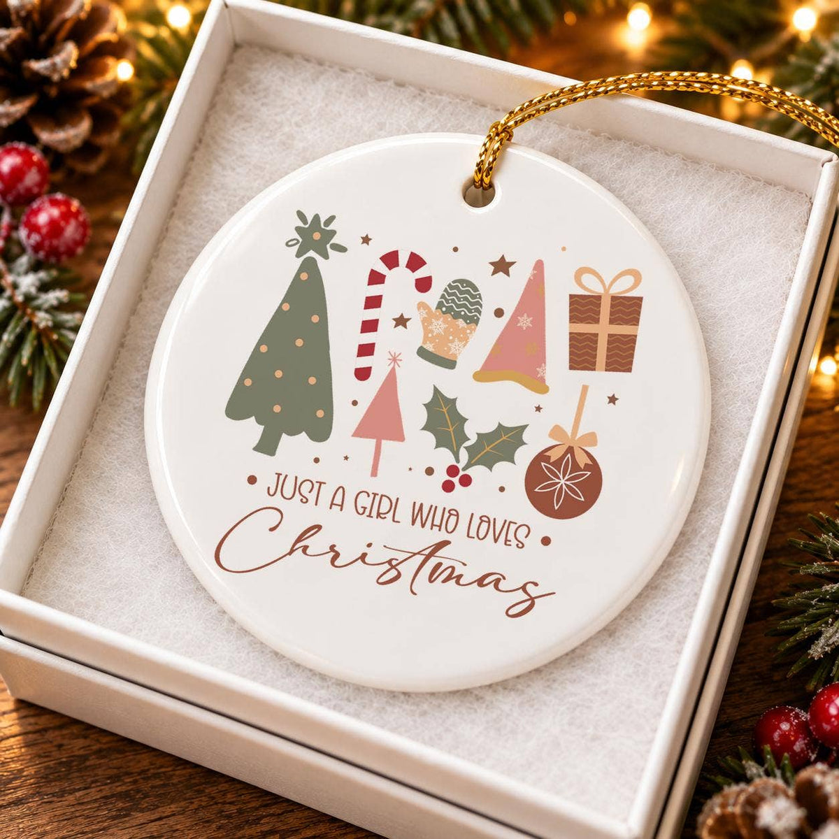Girl Who Loves Christmas Ceramic Ornament Gift Box