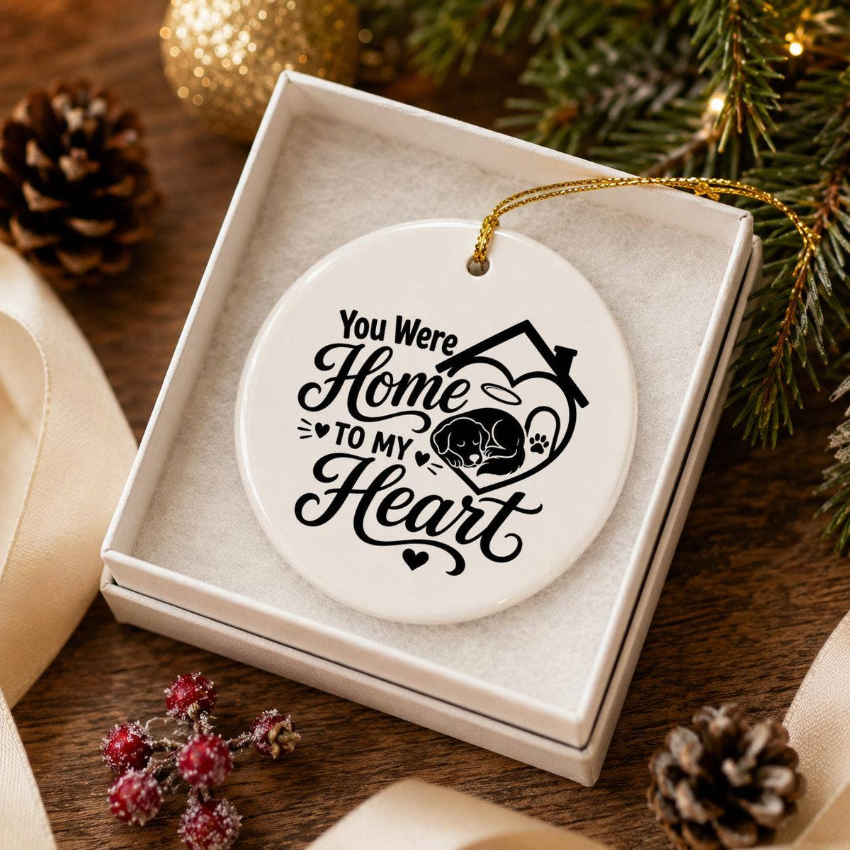 Heartfelt Ceramic Pet Memorial Ornament with House Motif