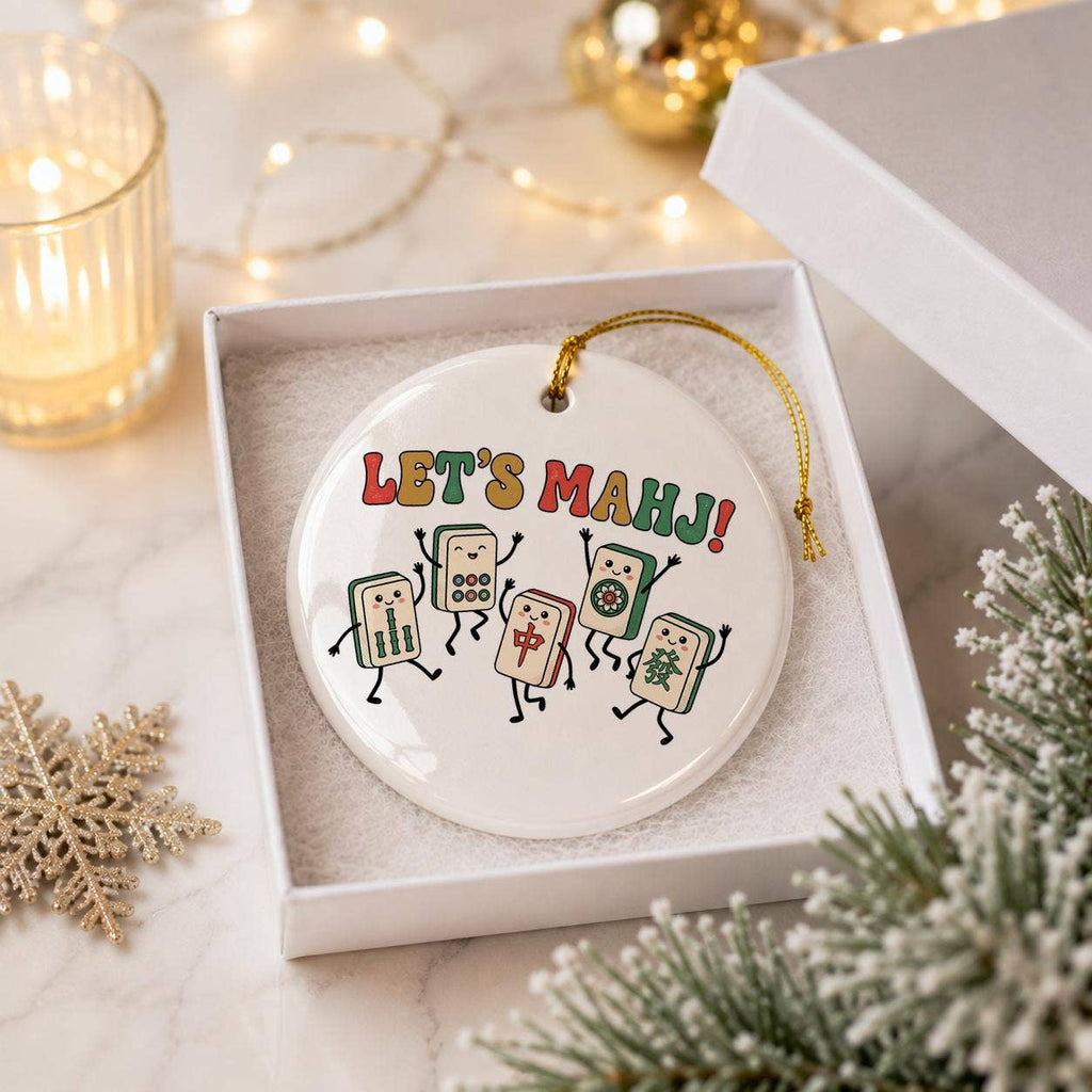 Premium Ceramic Mahjong Christmas Ornament with Gift Box