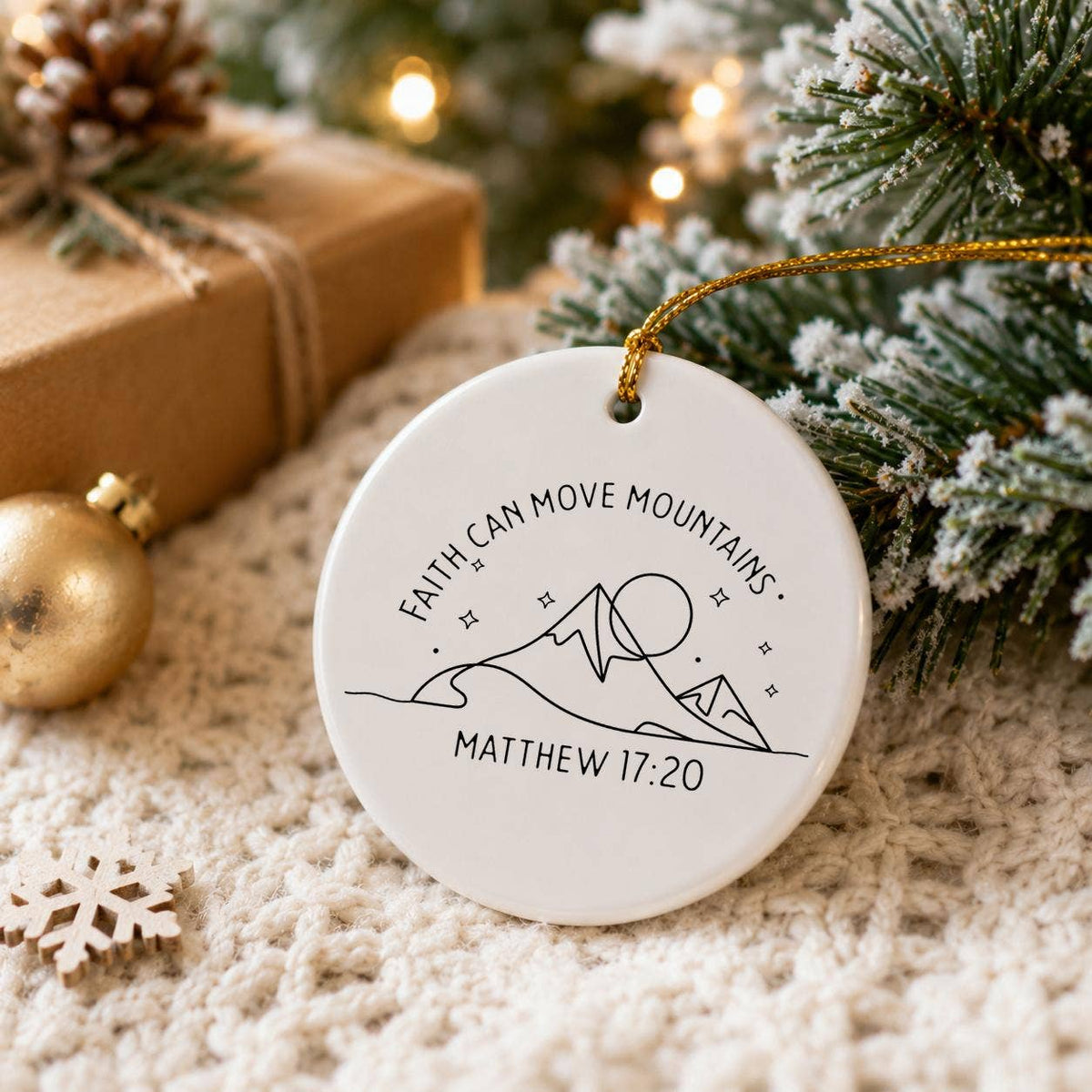 Faith Can Move Mountains Ceramic Christmas Ornament