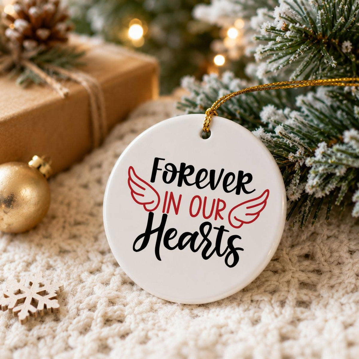 Memorial Angel Wings Ceramic Ornament Tribute with Gift Box