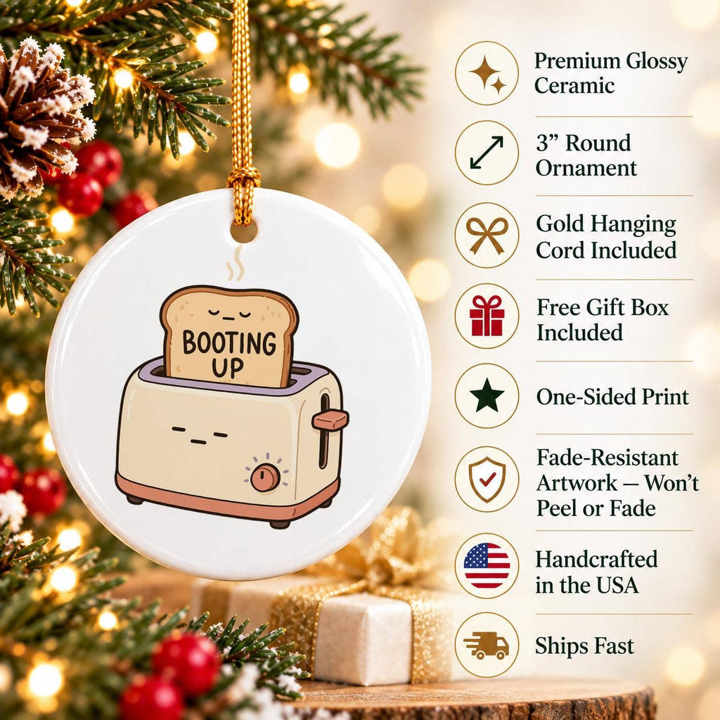 Humorous Toaster & Toast Ceramic Christmas Tree Ornament