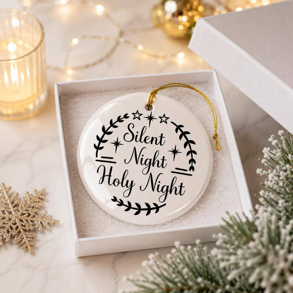 Silent Night Holy Night Ceramic Christmas Ornament