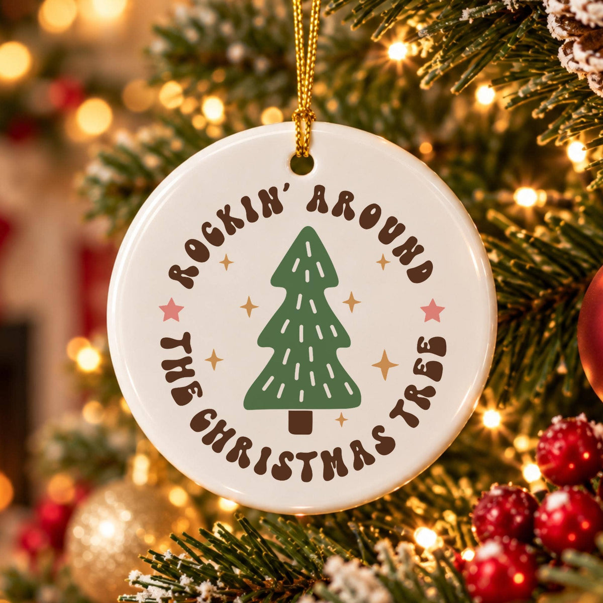 Rockin Christmas Tree Ceramic Ornament Gift Boxed