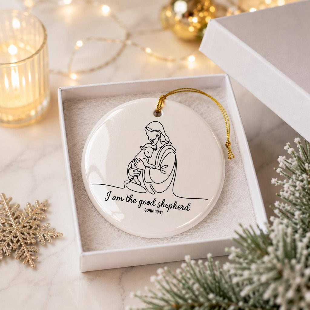 I Am the Good Shepherd John 10:11 Ceramic Christmas Ornament