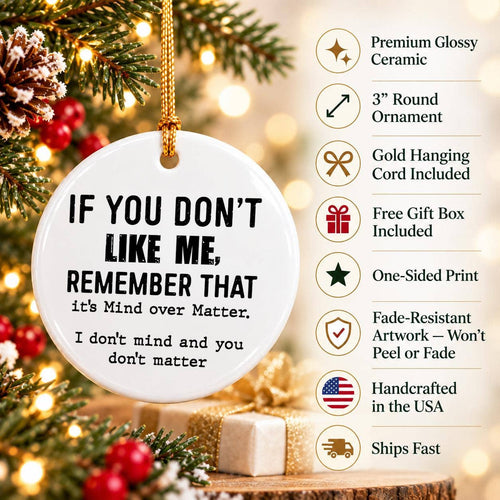 Cheeky 'Mind Over Matter' White Ceramic Holiday Ornament