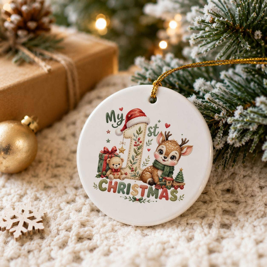 My 1st Christmas Deer Ceramic Ornament with Gift Box