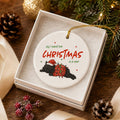 Cozy Black Cat Christmas Ornament in Gift Box with Ribbon
