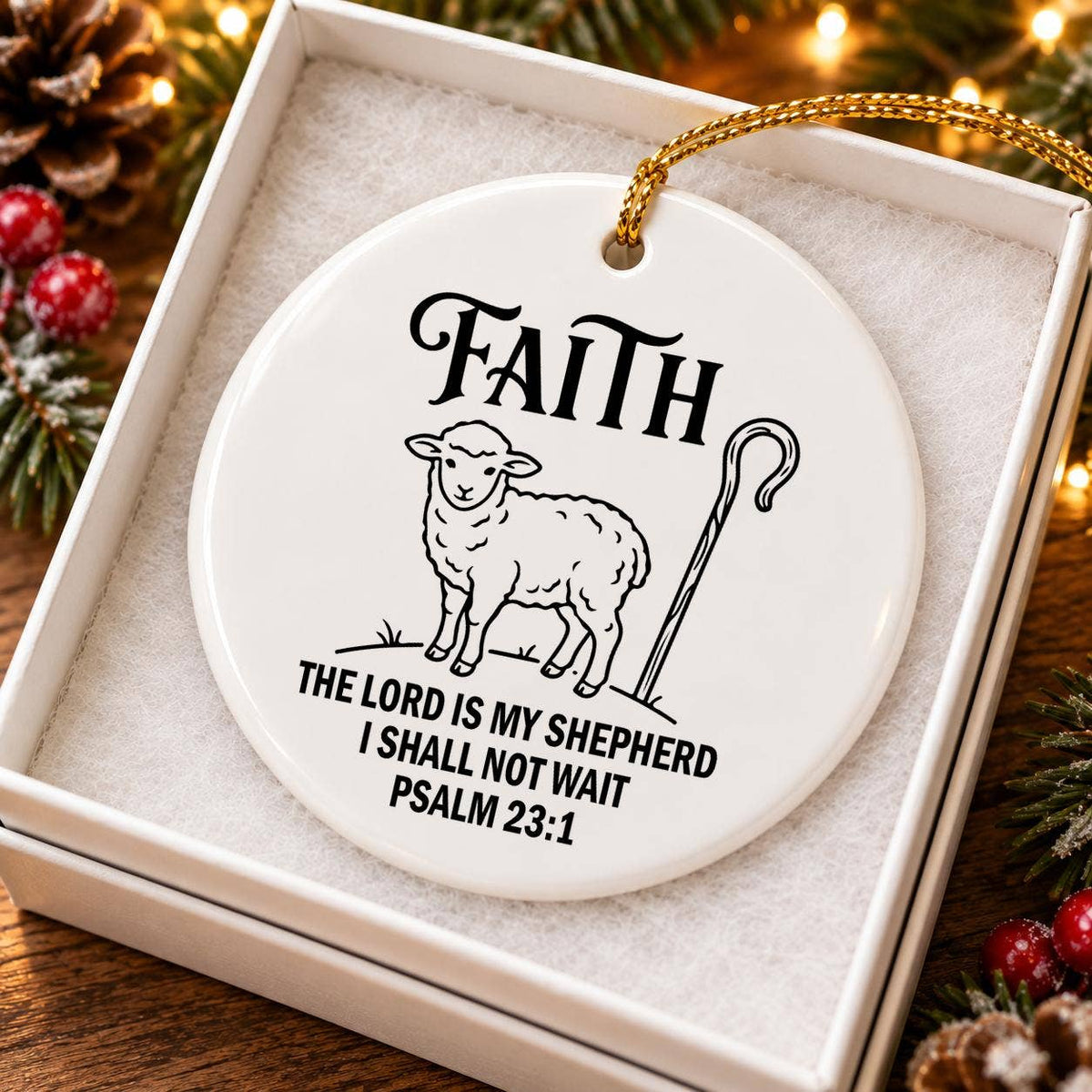 Faithful Shepherd Psalm 23 Ceramic Christmas Ornament Gift
