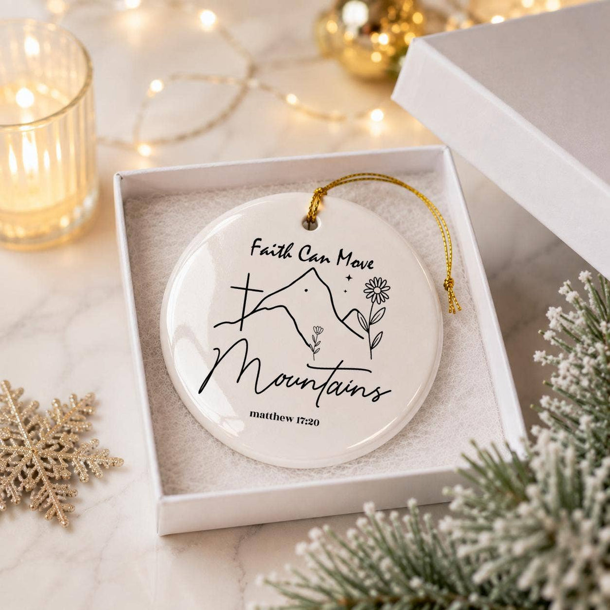 Faith Inspirational Ceramic Ornament with Gift Box