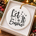 Elegant "Let It Snow" Snowflake Ceramic Ornament with Box