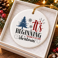 Vibrant Blue Ceramic Ornament with Snowflakes & Gift Box