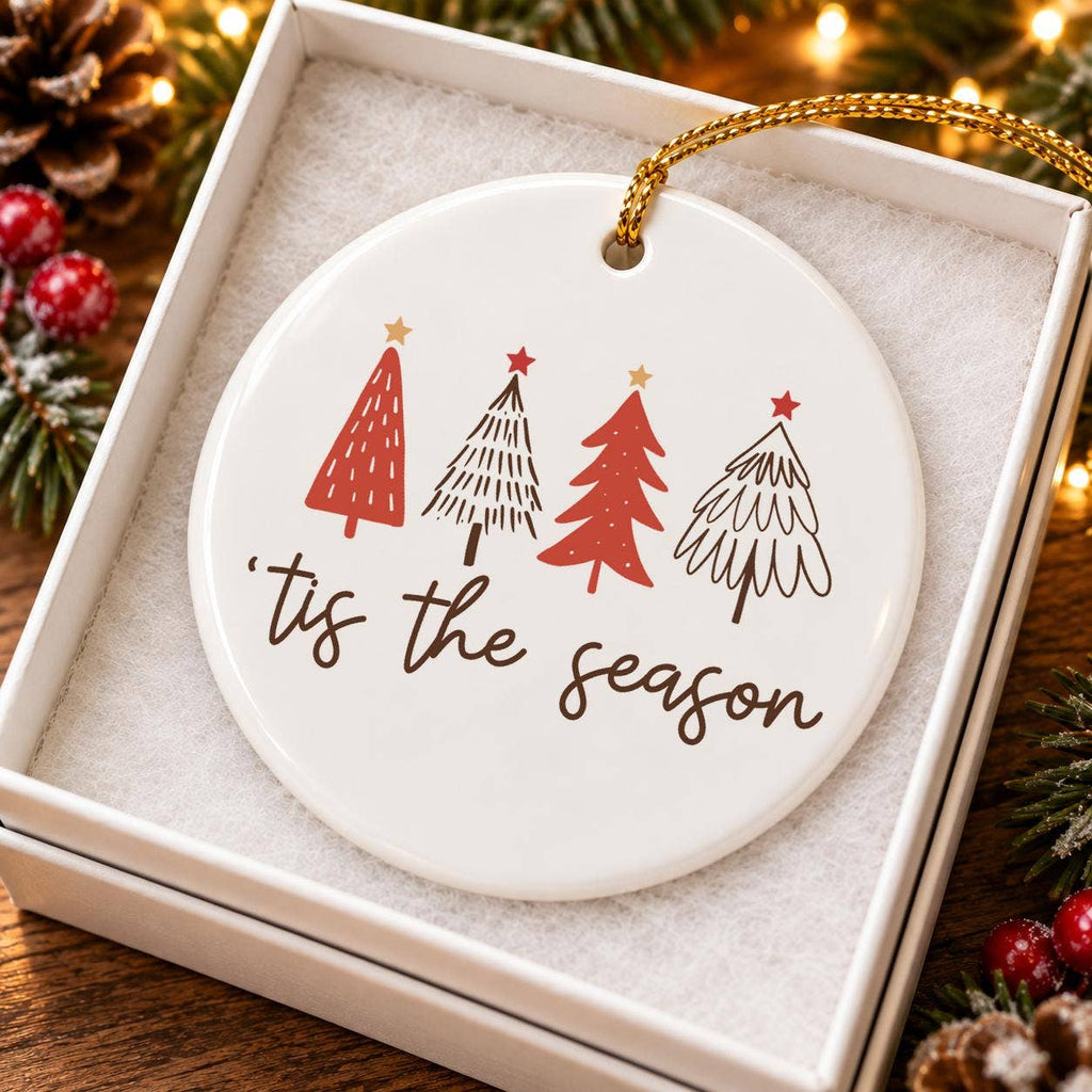 Premium Ceramic Christmas Ornament with Stylized Tree Design