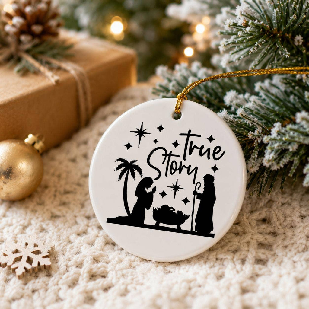 True Story Nativity Ceramic Christmas Ornament Gift