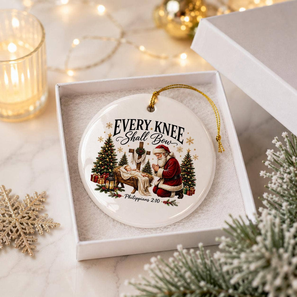 Ceramic Christmas Ornament with Santa and Nativity