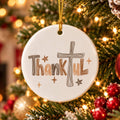 Thankful Cross Beige Ceramic Ornament with Gift Box
