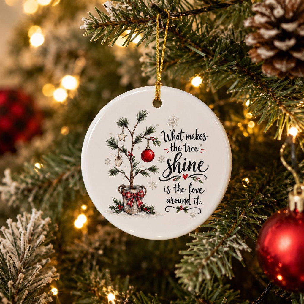 Heartfelt Sentiment Ceramic Ornament with Pine Tree & Stars