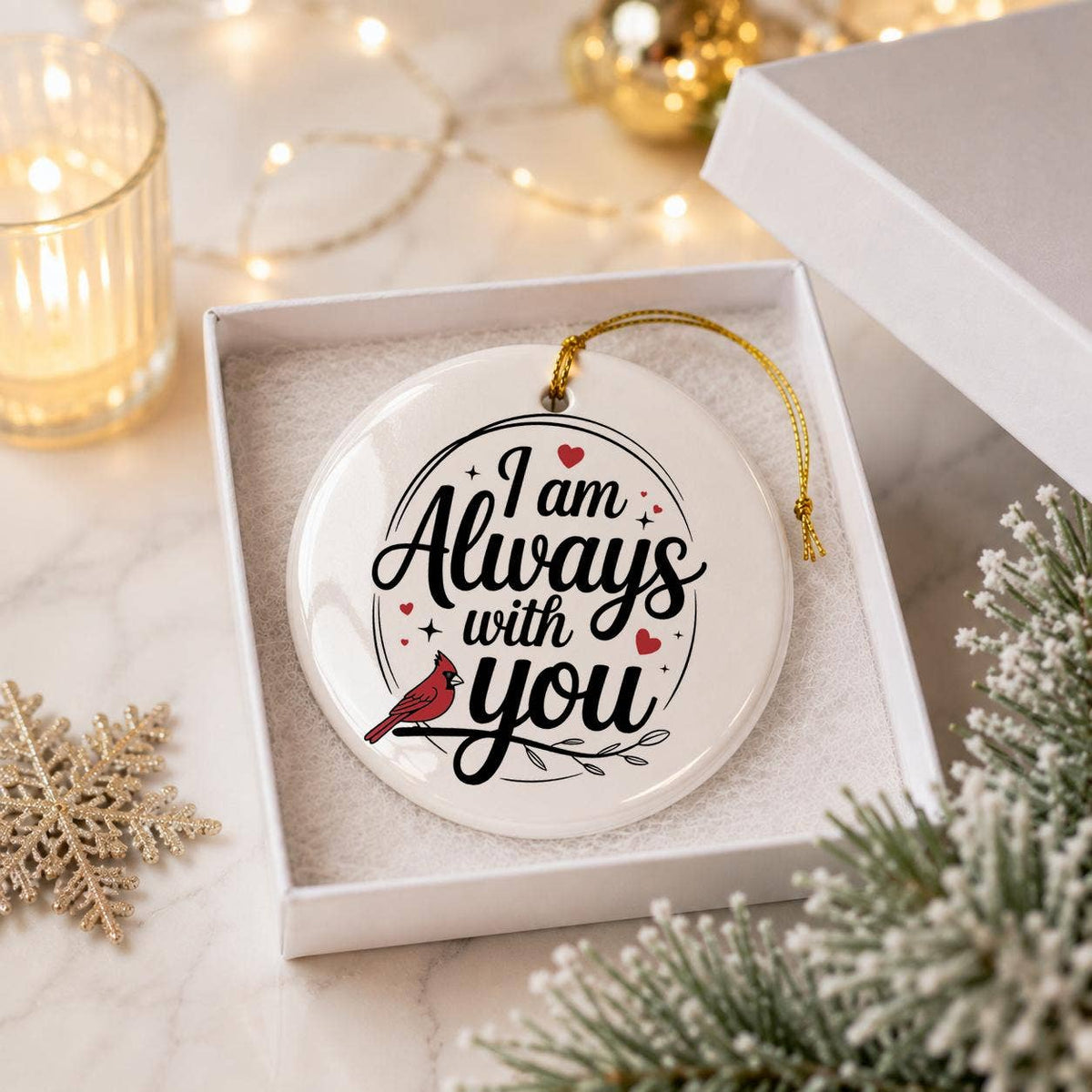 Sentimental Ceramic Ornament 'I Am Always With You' with Cardinal