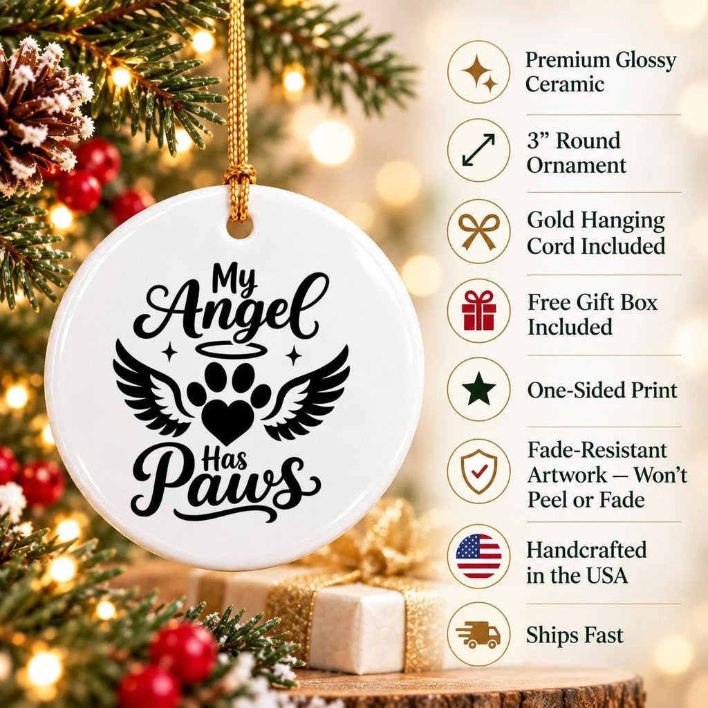 My Angel Has Paws Ceramic Pet Memorial Ornament Gift