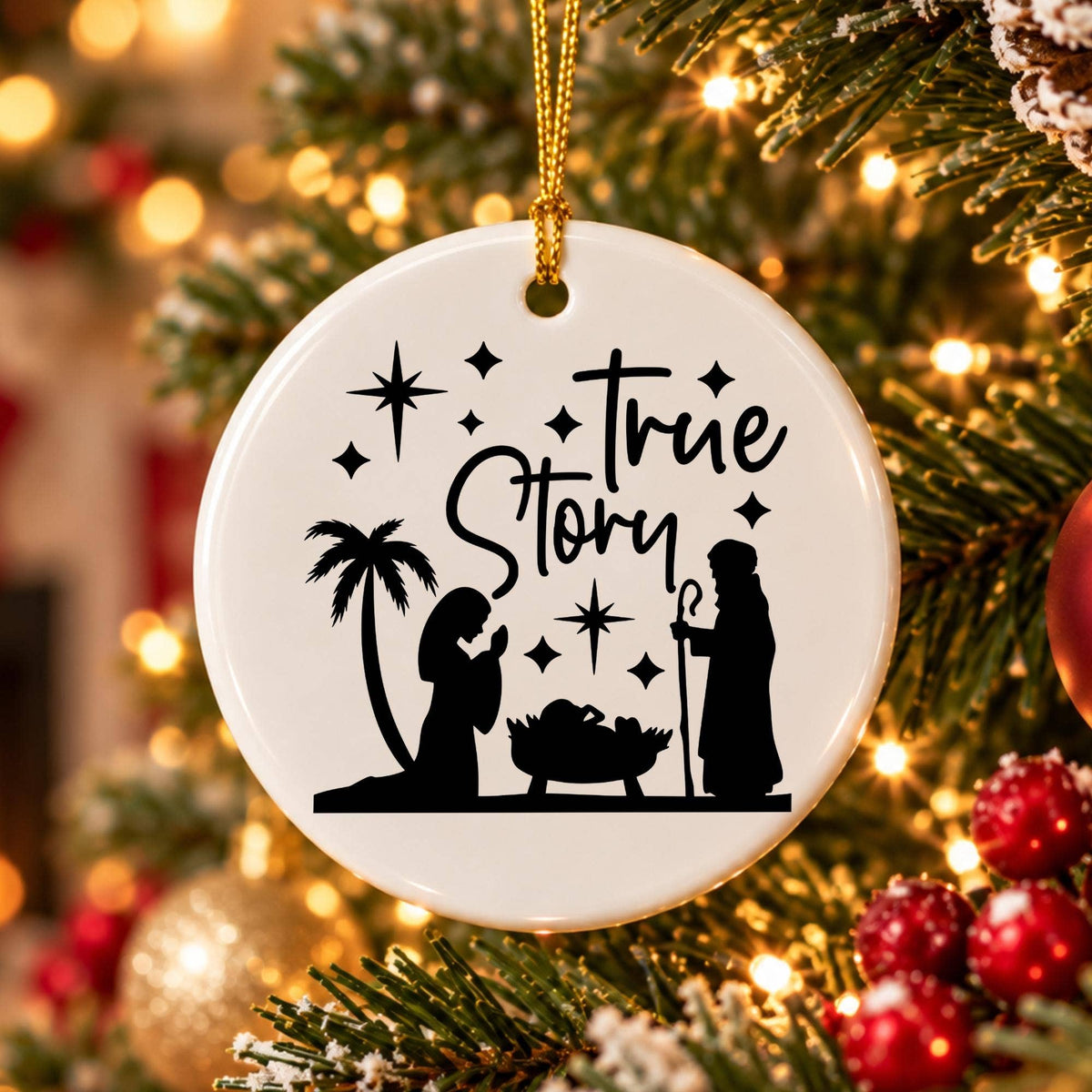 True Story Nativity Ceramic Christmas Ornament Gift