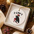 Whimsical Crow Christmas Ornament with Santa Hat in Gift Box