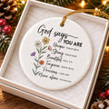 Inspirational Floral Scripture Ceramic Ornament Gift