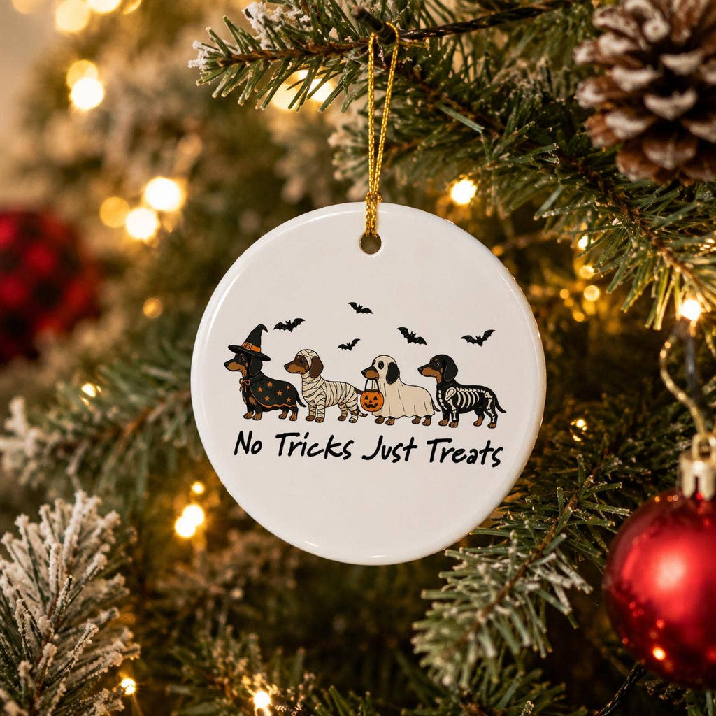 Ceramic Halloween Dachshund Ornament with Gift Box