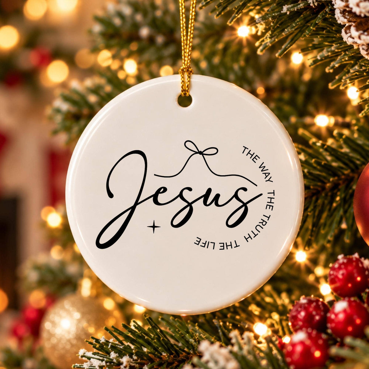 Elegant Ceramic Christmas Ornament: Jesus Way Truth Life