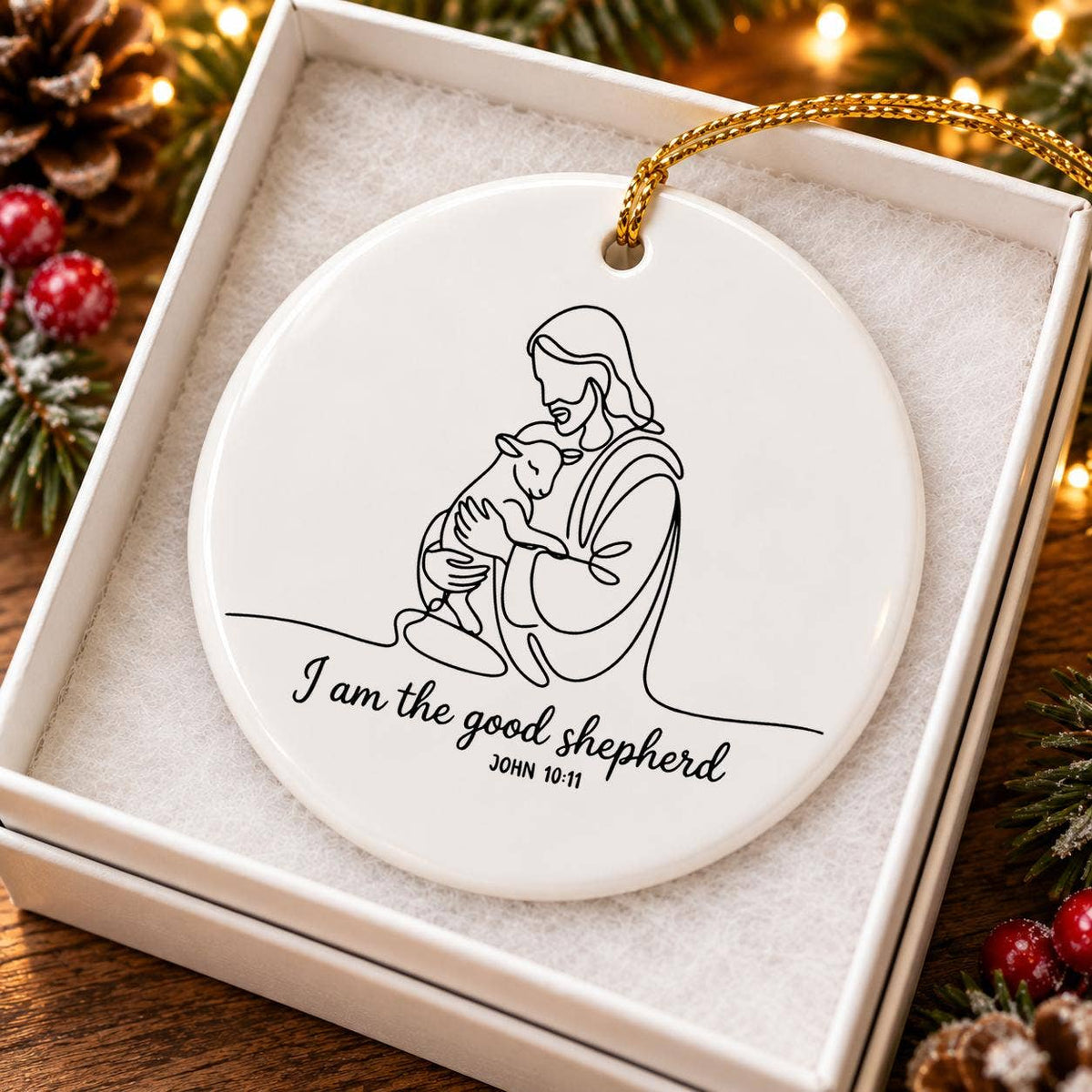 I Am the Good Shepherd John 10:11 Ceramic Christmas Ornament